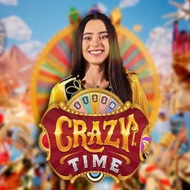 Crazy Time slot logo by Evolution at Vibebet CasinoCrazy Time