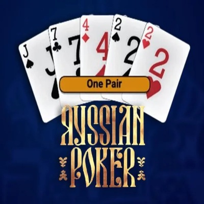 Russian Poker slot logo by OneTouch Games at Vibebet Casino